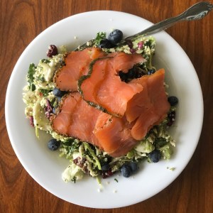 Chopped Kale Salmon Salad with Blueberries | Healthy, Fit & Barefoot!